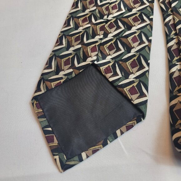 Martin Wong Men's Silk Tie Ivory Gray & Burgundy Abstract Design Napa California - Picture 7 of 8